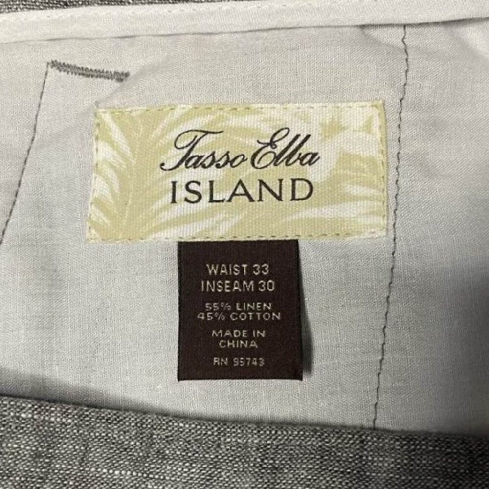 Tasso Elba Island Grey Linen Blend Pants Men's 33x30 Coastal Quiet Luxury - Picture 7 of 10